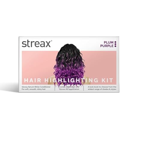 Streax Mini Hair Colour Highlight Kit, PLUM PURPLE, Purple Hair Colour | Rich, Vibrant, Easy to Use, DIY Application