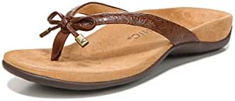 Vionic Women's Rest Bella Toe Post Sandal- Supportive Ladies Orthotic Sandals that include VIO MOTION Technology with Arch Support Brown Floral Embs 9.5 Narrow