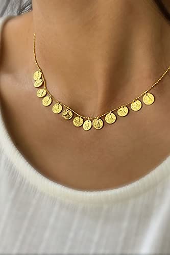 Metal Coin Beads Ottoman Tugra Sequins 15 mm Jewellery Charms Pendant for Belts, Coin Jewellery, Hair Accessories, Oriental, Headdress, Belly Dance Costume (Gold)