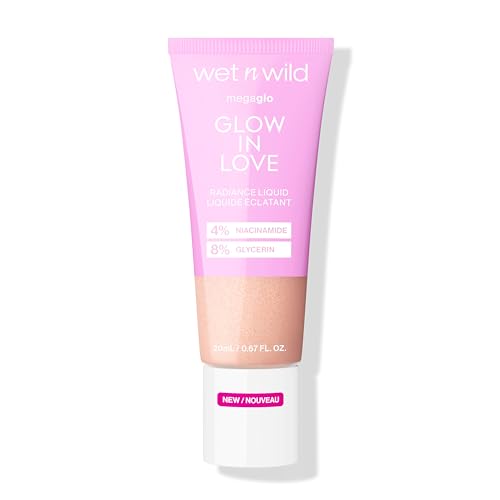 Wet n Wild Mega Glo 'Glow in Love' Radiance Liquid, Iluminador de Maquillaje Líquido Enriquecido con Niacinamida y Vitamina E para un Glow Natural, Highlighter Líquido con Fórmula Modulable y Ligera