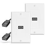 VCELINK HDMI Wall Plate, 2 Pack 4K HDMI Wall Plate with Pigtail, Supports 4K@60 Hz HDR ARC, HDMI Outlet for Home Theater (1-Port)