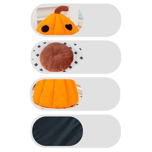 Lit chaud pour chat style citrouille avec grotte douce et moelleuse