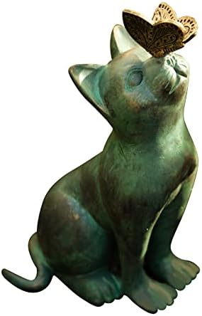 Tfwadmx Cat Memorial Figurine with Butterfly Pet Memorial Ornament Loss Cat Sympathy Gifts Cat Statue for Cat Lovers Garden Decor Outdoor