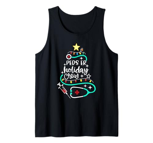 Peds ER Holiday Crew Xmas Peds Emergency Room Nurse Tech Tank Top