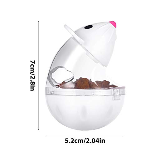 Portown 4 Pcs Cat Food Ball Dispenser, Small Cat Food Balls Slow Feeder Mice Shaped Tumbler Cat Food Toy Cat Treat Toy Feeder Toy For Interactive Training(Pink,White) #TOP2