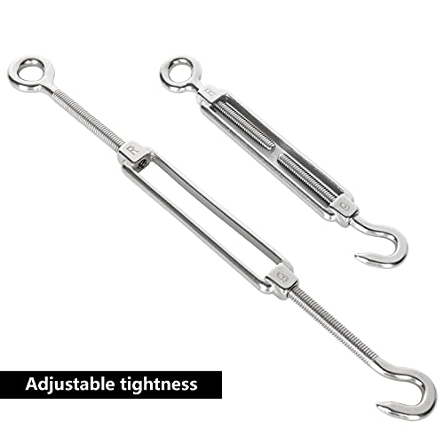 Acrux7 10 Pack 304 Stainless Steel Turnbuckles for 1/8 Inch Wire Cable Adjustable M6 Turnbuckle Wire