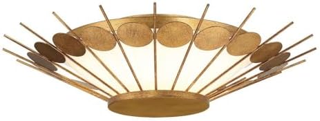 Minka Lavery 5831-596-L Capieso Clear Outside/White Inside Glass LED Flush Mount Ceiling Light, 1-Light 25 Watt, 5" H x 20" W, Elara Gold