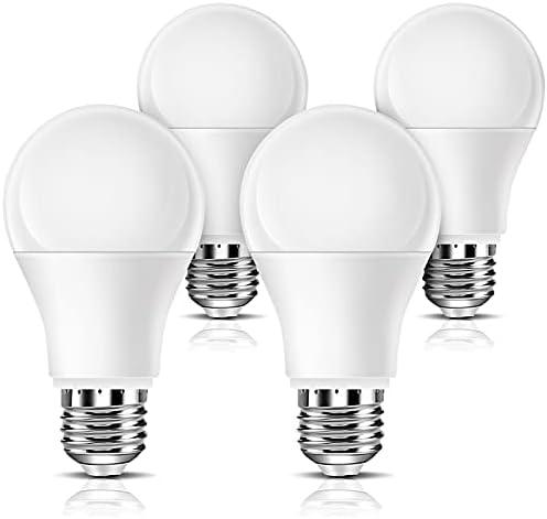 BoRccdit Full Spectrum Light Bulb 4PK, 6000K Natural Sunlight Bulbs, Bright Light Bulbs 9W 60W Equivalent, Cool White Comfortable Light, A19, E26/E27