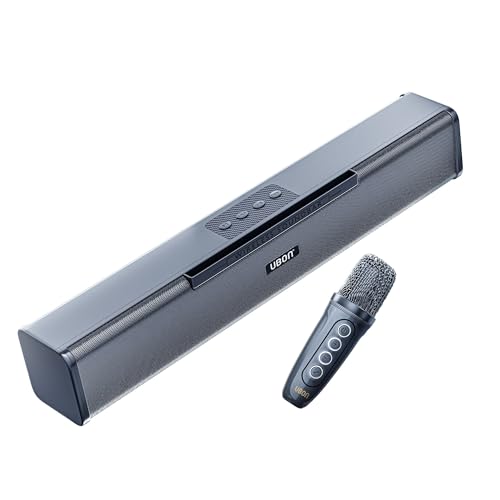 Image of UBON Thunder SP90 Wireless Sounbar with Voice Changer Mic, 16 W Powerfull Sound Output, Built in Mobile Holder, 10HRS Playtime, Bluetooth Sound Bar, Soundbar Speaker (Black)