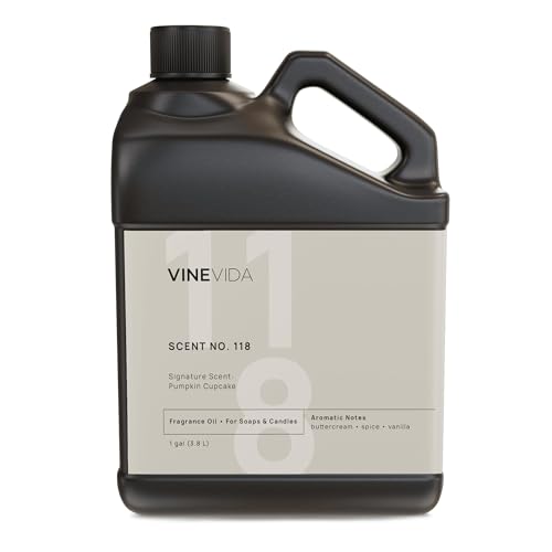VINEVIDA Scent NO. 118 Fragrance Oil - 1 Gallon (8lbs) - Signature Scent: Pumpkin Cupcake Fragrance Oil for Candle Making - Made in USA Candle Scents Scents for Soap Making