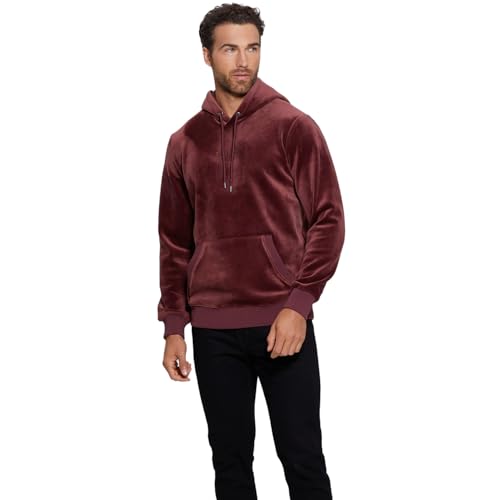 GUESS Men's Bonded Velvet Hoodie