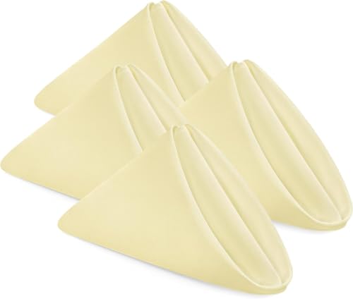 Image of Kitchen Napkin 100% Cotton Pack of 6 (20 x 20 Inches) Dinner Napkins with Hemmed Edges,Cloth Napkins for Wedding,Parties-Ivory