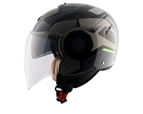 Image of Axor Striker Ultron ISI ECE DOT Certified Lightweight Open Face Dual Visor Helmet for Men and Women with Outer Clear Visor and Inner Smoke Sun Visor Black Grey(L)