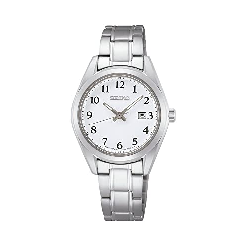 Seiko Damski zegarek kwarcowy Edelstahl mit Edelstahlband SUR466P1, Srebrny, bransoletka