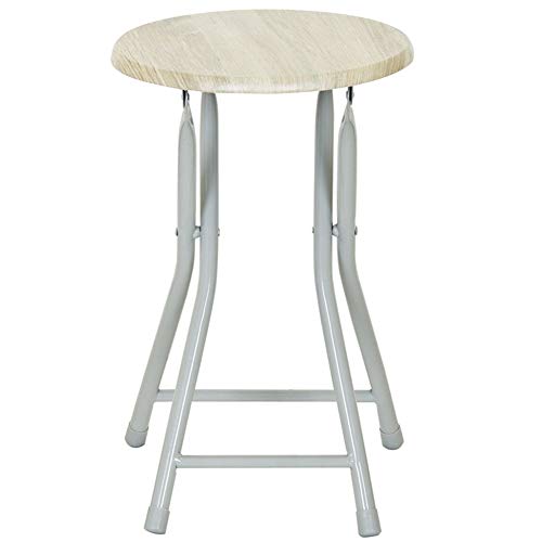 HOUMEL Round Compact Folding Stool Metal Foldable Chair Round Wooden Office Chair Outdoor Portable Stool For Camping Guest Visitor Conference (Color : Yellow)