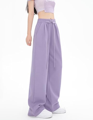 Kiench Girls' High Waisted Sweatpants Wide Leg Joggers Pants with Pockets4