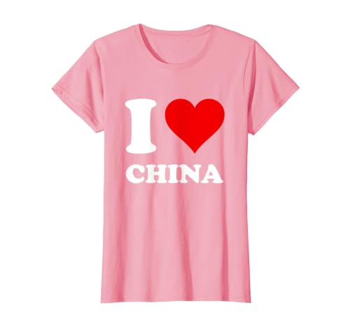 Red Heart I Love China T-Shirt, Women, Pink, X-Large