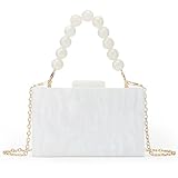 Fecialy Women Acrylic Clutch Purse Beads Evening Handbag Marble Clutch Formal Party Bridal Wedding Crossbody Bag