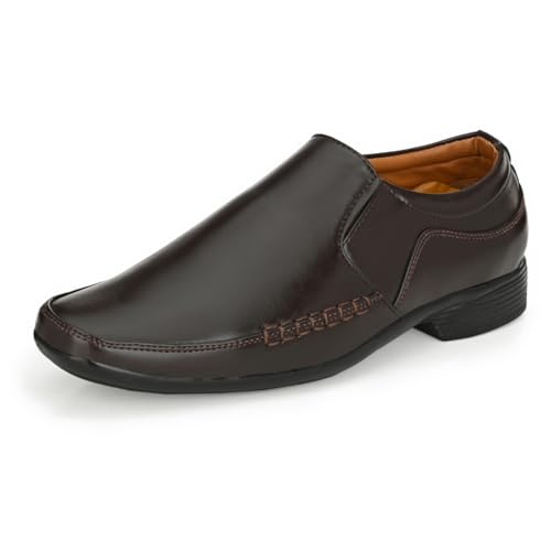 Image of Leatherkraft Formal Slip-On Shoes with Textured Detail