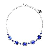 Pulseras de Zafiro Azul para Mujer, Pulsera de Oro de 18 Kilates para Mujer con Zafiro Azul de 2,9ct y Pulsera de Diamantes 17,1-19,8cm