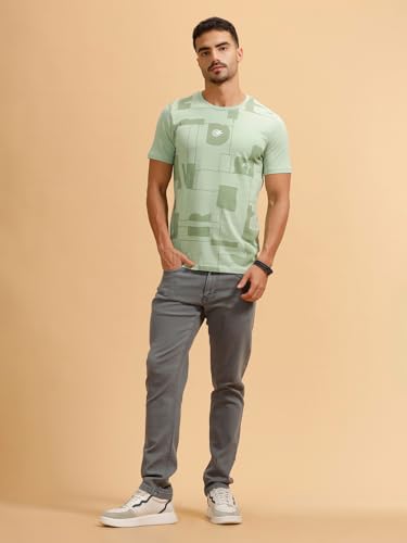 Image of WROGN Men's 180 GSM Pure Cotton T-Shirt | Typography Print | Slim Fit