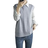 [WoauNuiHll] ベスト レディース ノースリーブ ニットベスト 丸首 セーター 袖なし トップス 重ね着風 無地 スリットベスト 大きいサイズ 体型カバー 着瘦せ ァッション 通勤 春 秋 冬