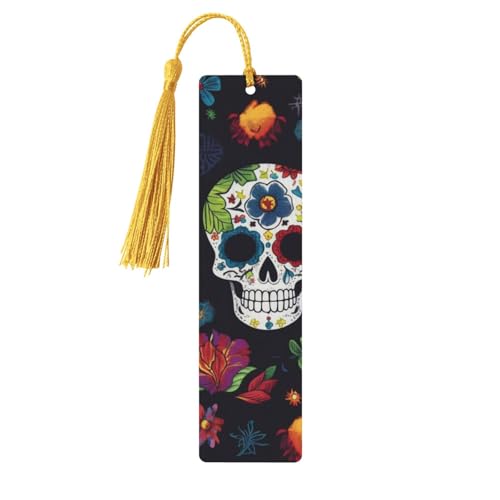 木製しおり 5点 メンズ レディース フラワー サボテン シュガー スカル 木製 しおり ユニークなハンドメイド ブックマーク タッセル付きペンダント クラフトブックマーク ブック愛好家 誕生日 先生へのギフトに