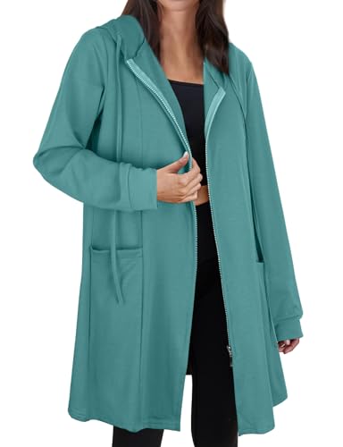 Cucuchy Style Plus Size Jackets for Women,Ladies Cardigan Sweaters Lightweight Cardigans Full Zip Up Long Sleeve Hoodie Winter Fall Clothes 2024 Lake Blue 2XL