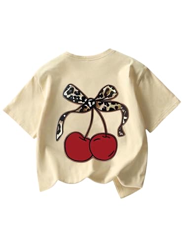 Image of RoseSeek Girl's Geometric Star Graphic Tee Tops Casual Summer Short Sleeve Crew Neck T Shirt