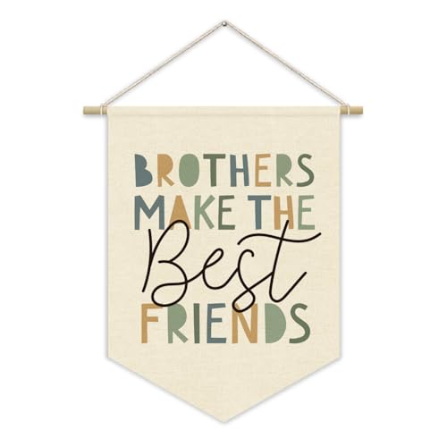 XYDEGXYDEG Boys Room Playroom Decor, Brothers Make the Best Friends Bedroom Wall Hanging Pennant Flag Banner, Neutral Wall Decor for Nursery Toddler Baby Little Boys Bedroom 15x11 Inch