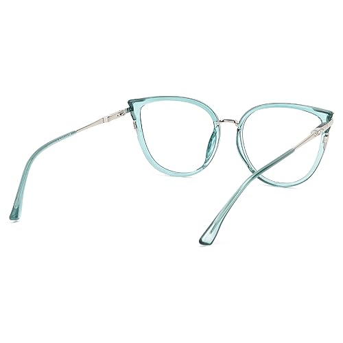 Image of Zeelool Cat Eye Eyeglasses Frame for Women Men Non-prescription Clear Lens ZJGX338746-06 Green