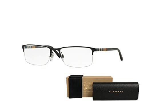 Burberry Be1282 Rectangle Eyeglasses For Men For Women + Bundle With Designer Iwear Care Kit (Black, 55) #TOP2