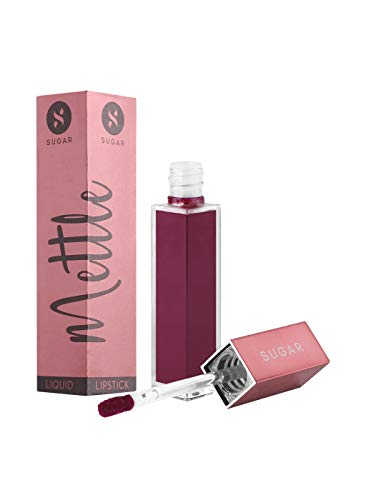 Image of SUGAR Cosmetics Mettle Liquid Lipstick for Women | Highly Pigmented | Transferproof & Long Lasting | 7ml - 05 Polaris (Medium dark, muted berry red)
