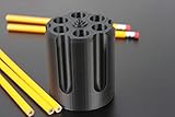 Revolver Cylinder Pencil/Pen Holder - Uniquely Designed to resemble a 6-Shot Revolver Hand Gun Cylinder Chamber - Great Desk Decor for Any Firearm Enthusiasts - Znet3D (Black)