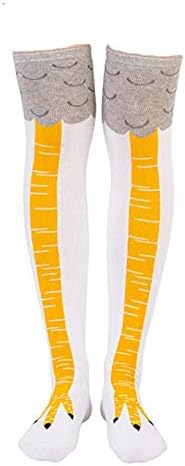 Crazy Funny Female Women Girls Chicken Legs Stockings Knee-High Thigh-High Party Socks (White Long Socks)