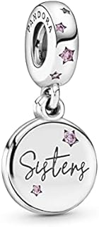 Pandora Moments Women's Sterling Silver Forever Sisters Cubic Zirconia Dangle Charm for Bracelet