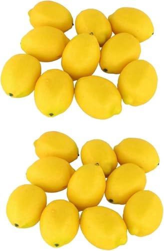 Zhhuoc 20Pcs Yellow Simulation Artificial Lemon Fake Fruit Disply Trees for Home Decor Artificial Fruit Artificial Plants and Home Party Decor Artificial Fruit