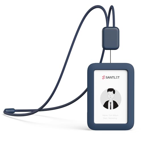 Ausziehbarer Premium-Ausweishalter mit Umhängeband, Sicherheitsschnalle, Vertikaler Ausweishalter aus Weichem Silikon für Büropersonal und Angestellte Blau