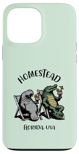 Homestead Florida USA - Divertido diseño de manatí y cocodrilo Carcasa para iPhone 13 Pro Max