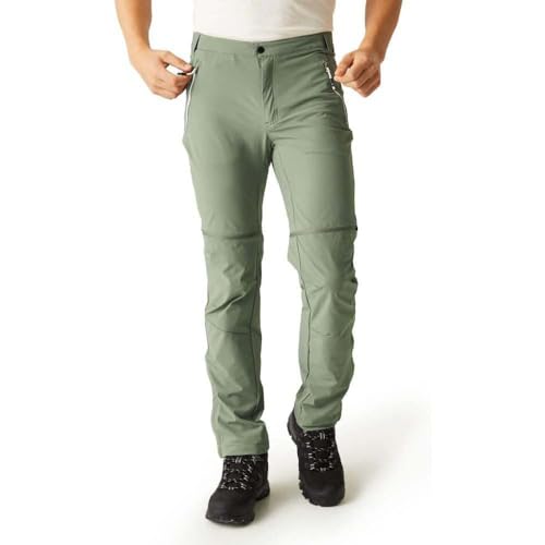Regatta Mens Mountain Zip Off Walking Trousers Pants, Green Agave., 40W UK