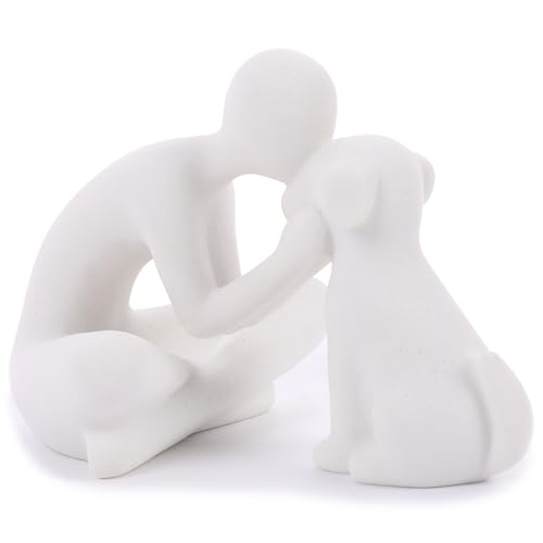 Figura Decorativa Hombre y Perro Resina 5.11 in