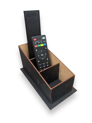 Porta Controle Remoto com 3 divisórias em MDF Preto