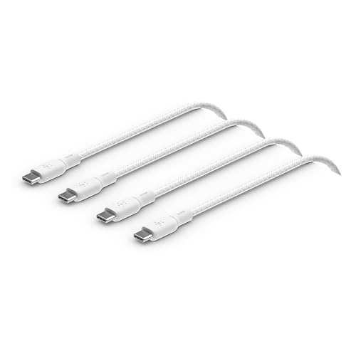Belkin USB C to USB C Cable 2-Pack, 6.6ft, 100W - Type C Charger, iPhone Charger Cord, Soft, Braided, Flexible for iPhone 17, Galaxy S25, Pixel 10, Airpods, iPad Pro, Tablet & More - White by Belkin - Used condition - US$19.62