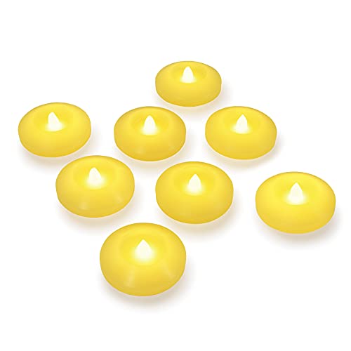 Image of Floating Candle Flicker Wax LED Floating Candles Flameless Batteries Power Tea Lights Water Activated for Wedding Home Party Centerpiece Vases Bath Outdoor Pool Pond Decor (8 Pack, Warm White)