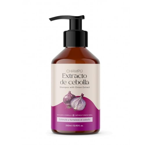 QKnatur - Champú Anticaída con Extracto de Cebolla Roja (250 ml). Contiene Activos para Fortalecer el Cabello y Estimular su Crecimiento. Para Todo Tipo de Cabello. SIN Olor a Cebolla