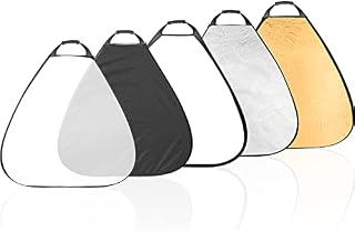 Selens 5 in 1 80cm Light Reflector Photography Diffuser Triangle Collapsible Lighting with Handle Gold/Silver/White/Black/Translucent for Photo Studio Portrait Product Indoor Outdoor Shooting