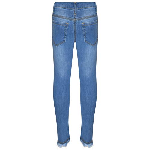 Kids Girls Skinny Jeans Stretchy Denim - Girls Jeans Ripped GJ01 Light Blue 3-42