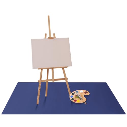 Drydiet tapete extragrande para pintar y manualidades 55x55 pulgadas, alfombra de piso impermeable de PVC antideslizante, protector para pintura en caballete, fácil de limpiar (Azul, Liso) miniatura 1