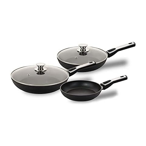 Genius Cerafit Plasma Bratpfannen Set 5tlg 20cm 24cm 28cm + Glasdeckel Cover