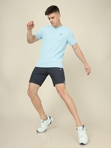 Image of TECHNOSPORT Men's 100% Polyester Slim Fit Solid Short Sleeve T-Shirt for Gym, Workout, Sports and Regular Use - Pack of 2